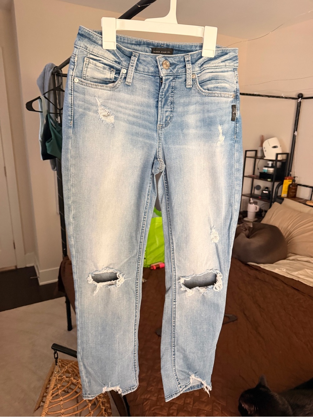Silver Jeans Light Blue Distressed Boyfriend Jeans